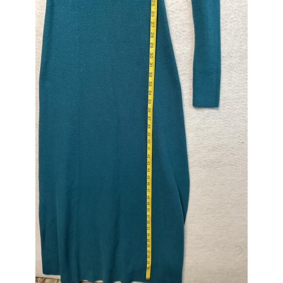 Tome Collective Dress Womens Small Teal Long Sleeve Knit Midi Merino Wool Blend - Picture 3 of 7